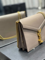 Saint Laurent Cassandra Medium Chain Bag In Grain De Poudre Embossed 22cm