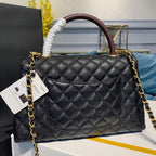 Chanel Coco Handle Quilted Lizard Handle Bag 30cm Caviar Leather Gold Hardware Spring/Summer Act 1 Collection, Black