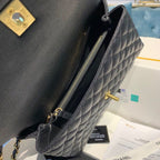 Chanel Coco Handle Quilted Lizard Handle Bag 30cm Caviar Leather Gold Hardware Spring/Summer Act 1 Collection, Black