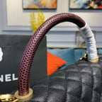Chanel Coco Handle Quilted Lizard Handle Bag 30cm Caviar Leather Gold Hardware Spring/Summer Act 1 Collection, Black