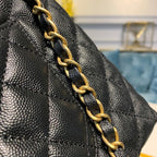 Chanel Coco Handle Quilted Lizard Handle Bag 30cm Caviar Leather Gold Hardware Spring/Summer Act 1 Collection, Black