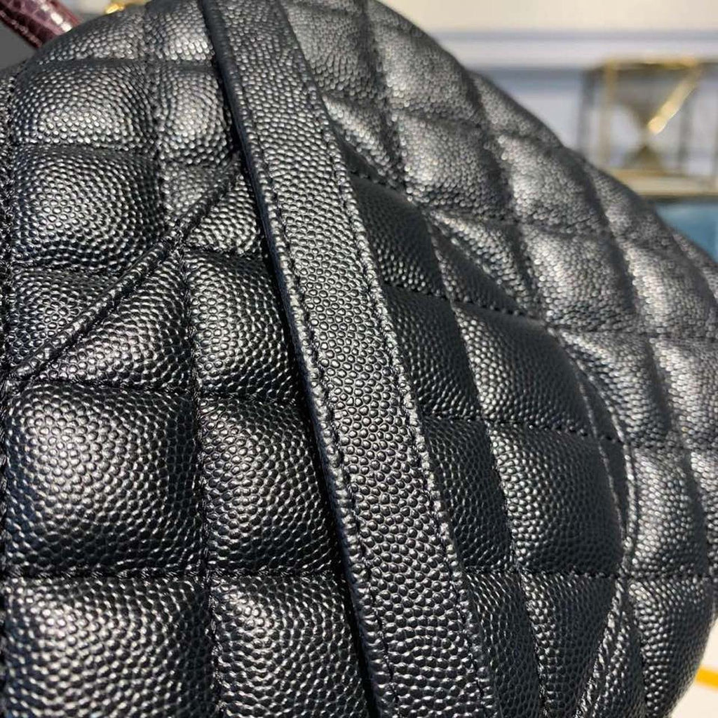 Chanel Coco Handle Quilted Lizard Handle Bag 30cm Caviar Leather Gold Hardware Spring/Summer Act 1 Collection, Black