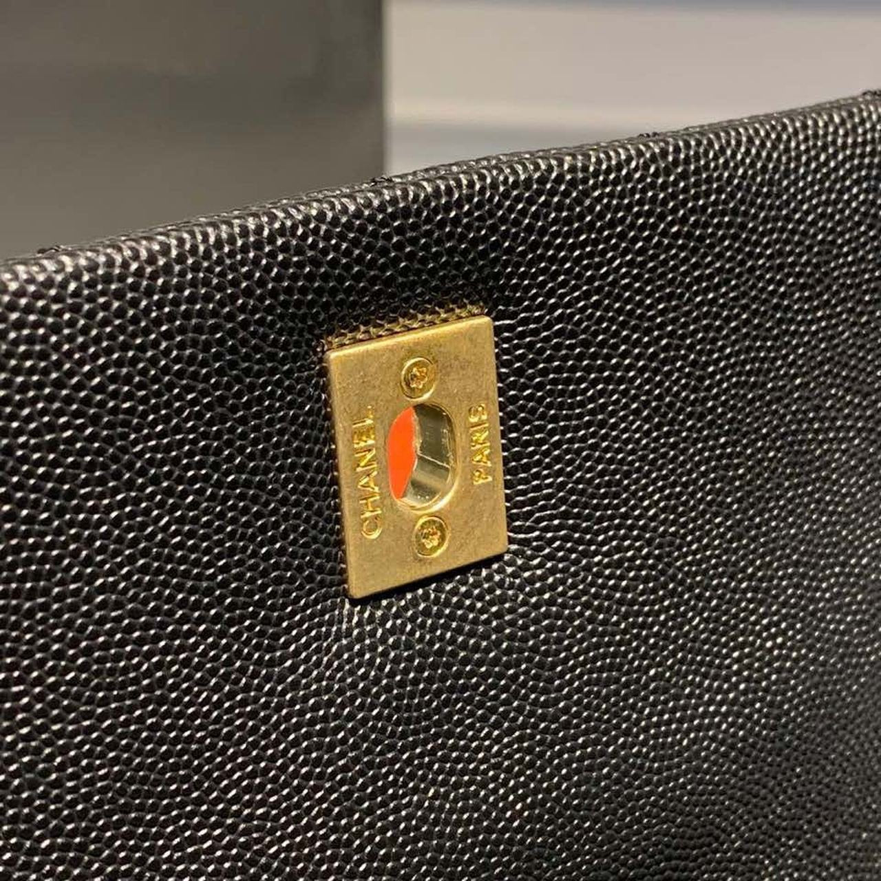 Chanel Coco Handle Quilted Lizard Handle Bag 30cm Caviar Leather Gold Hardware Spring/Summer Act 1 Collection, Black