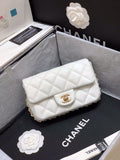 Chanel Flap Pearl Embellished Bag 18cm Gold Hardware Lambskin Leather Spring/Summer Collection, White