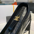 Chanel Gabrielle Hobo Bag 20cm Aged Calfskin Leather Bi-Color Gold/Silver Strap Spring/Summer Act 1 Collection, Black
