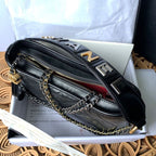 Chanel Gabrielle Hobo Bag 20cm Aged Calfskin Leather Bi-Color Gold/Silver Strap Spring/Summer Act 1 Collection, Black