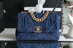 Chanel 19 Flap Bag 26cm Goatskin Leather Spring/Summer Act 1 Collection, Blue Jean