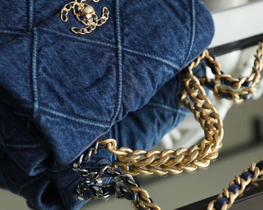 Chanel 19 Flap Bag 26cm Goatskin Leather Spring/Summer Act 1 Collection, Blue Jean