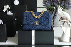 Chanel 19 Flap Bag 26cm Goatskin Leather Spring/Summer Act 1 Collection, Blue Jean