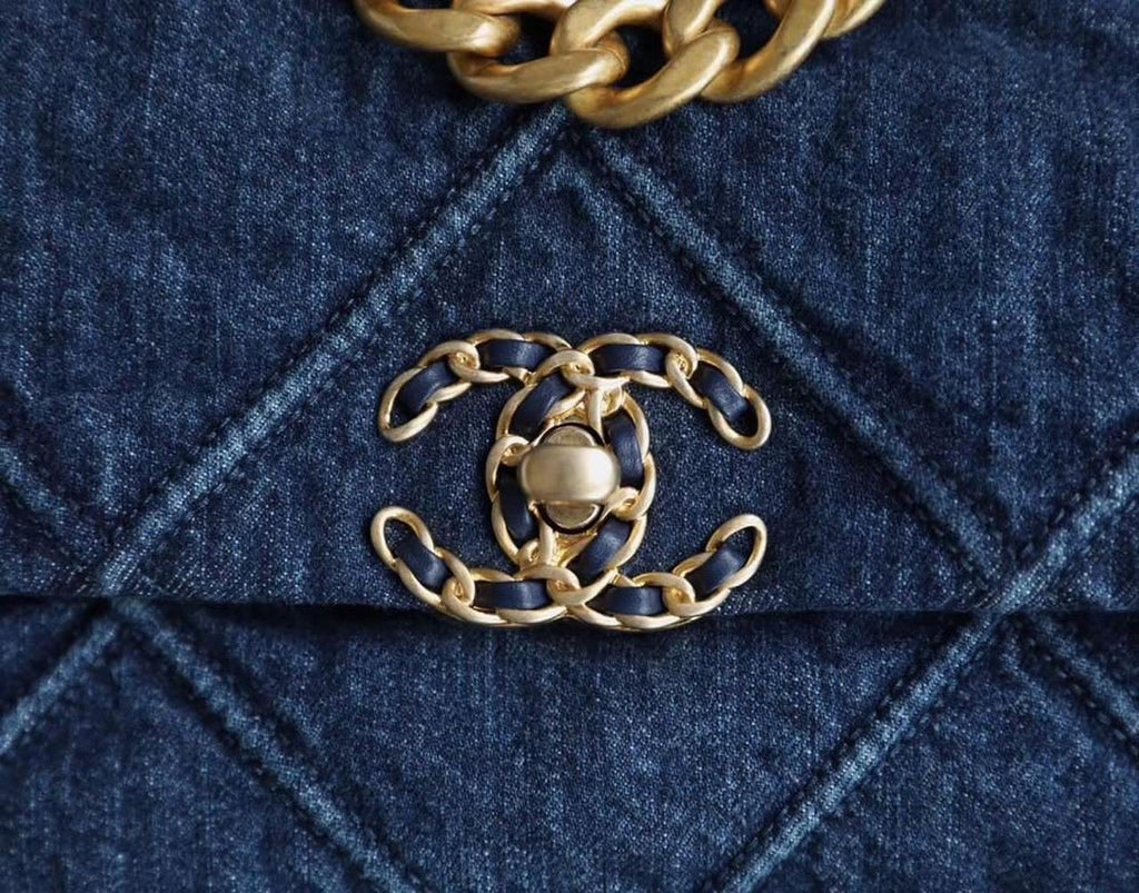 Chanel 19 Flap Bag 26cm Goatskin Leather Spring/Summer Act 1 Collection, Blue Jean
