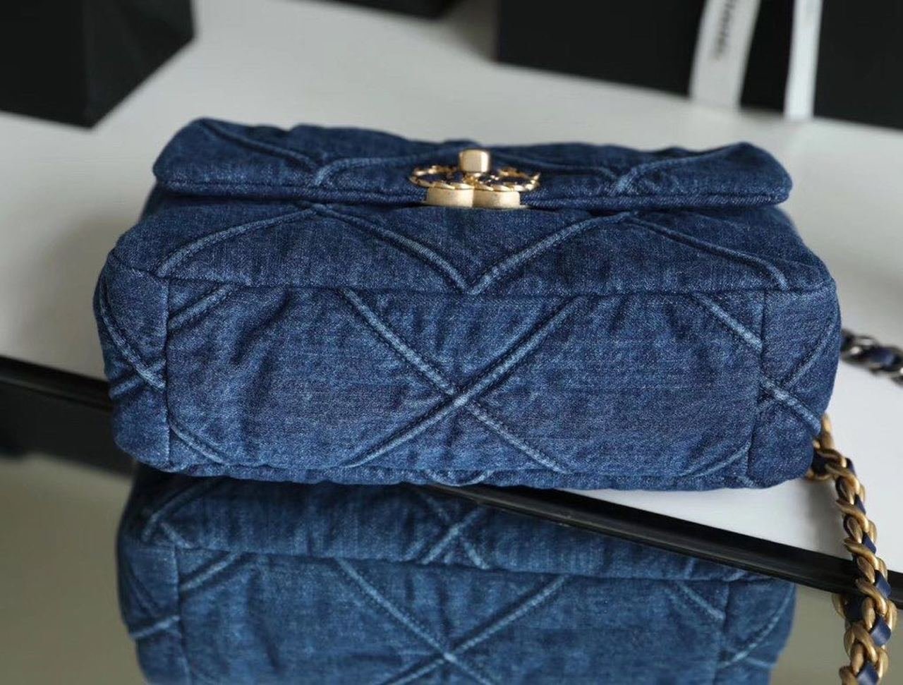 Chanel 19 Flap Bag 26cm Goatskin Leather Spring/Summer Act 1 Collection, Blue Jean