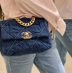 Chanel 19 Flap Bag 26cm Goatskin Leather Spring/Summer Act 1 Collection, Blue Jean