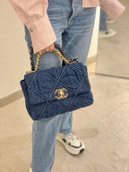 Chanel 19 Flap Bag 26cm Goatskin Leather Spring/Summer Act 1 Collection, Blue Jean