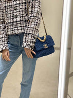 Chanel 19 Flap Bag 26cm Goatskin Leather Spring/Summer Act 1 Collection, Blue Jean