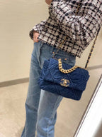 Chanel 19 Flap Bag 26cm Goatskin Leather Spring/Summer Act 1 Collection, Blue Jean