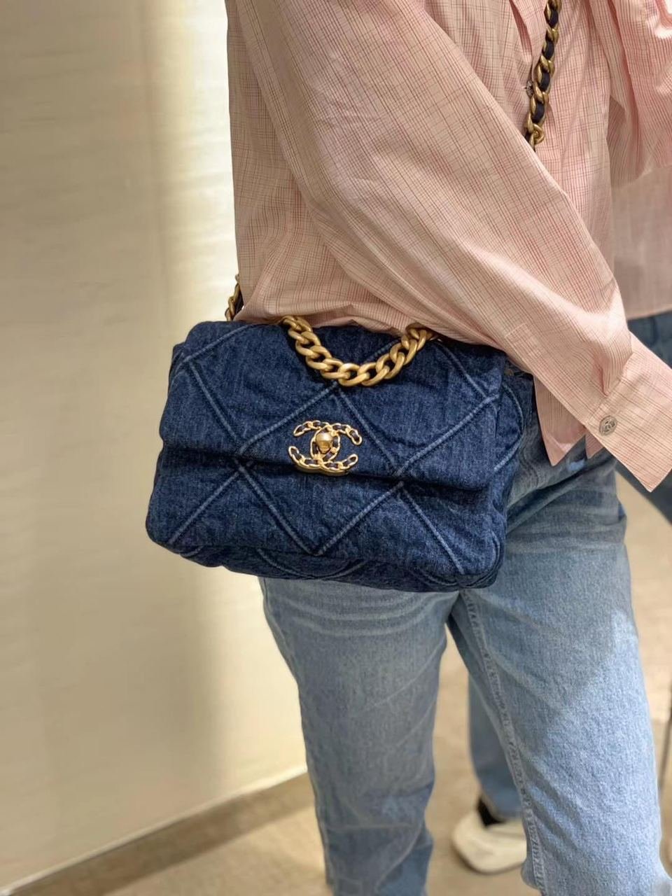Chanel 19 Flap Bag 26cm Goatskin Leather Spring/Summer Act 1 Collection, Blue Jean