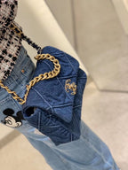 Chanel 19 Flap Bag 26cm Goatskin Leather Spring/Summer Act 1 Collection, Blue Jean