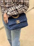Chanel 19 Flap Bag 26cm Goatskin Leather Spring/Summer Act 1 Collection, Blue Jean