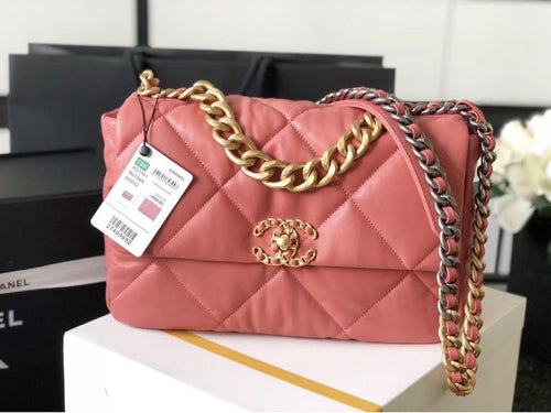 Chanel 19 Flap Bag 26cm Goatskin Leather Spring/Summer Act 1 Collection, Salmon Pink