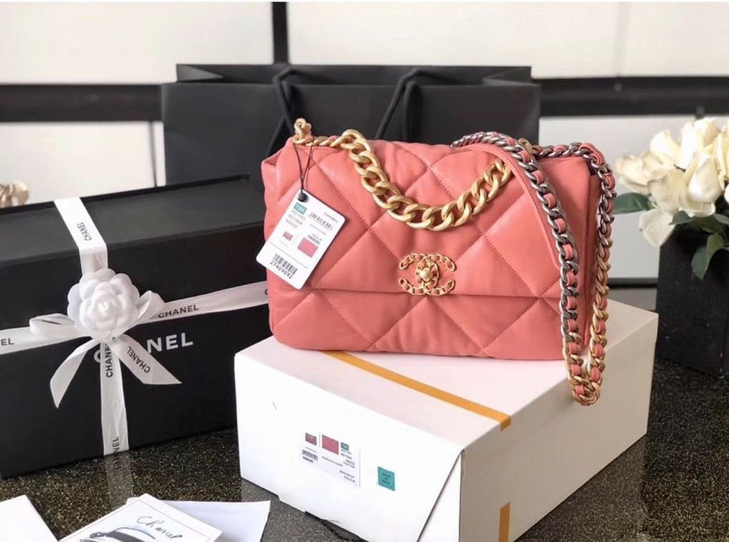 Chanel 19 Flap Bag 26cm Goatskin Leather Spring/Summer Act 1 Collection, Salmon Pink
