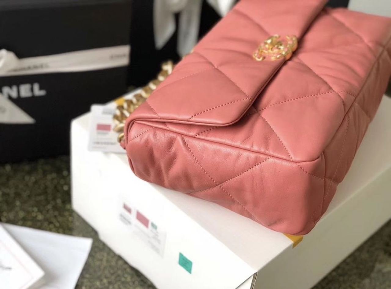 Chanel 19 Flap Bag 26cm Goatskin Leather Spring/Summer Act 1 Collection, Salmon Pink