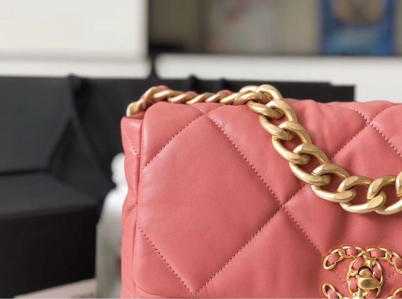 Chanel 19 Flap Bag 26cm Goatskin Leather Spring/Summer Act 1 Collection, Salmon Pink
