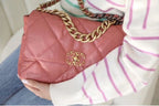 Chanel 19 Flap Bag 26cm Goatskin Leather Spring/Summer Act 1 Collection, Salmon Pink