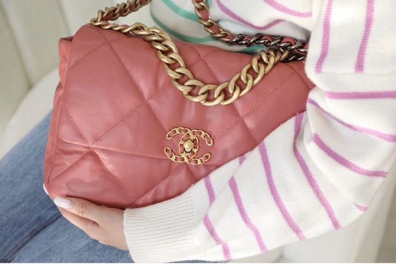 Chanel 19 Flap Bag 26cm Goatskin Leather Spring/Summer Act 1 Collection, Salmon Pink