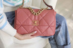Chanel 19 Flap Bag 26cm Goatskin Leather Spring/Summer Act 1 Collection, Salmon Pink