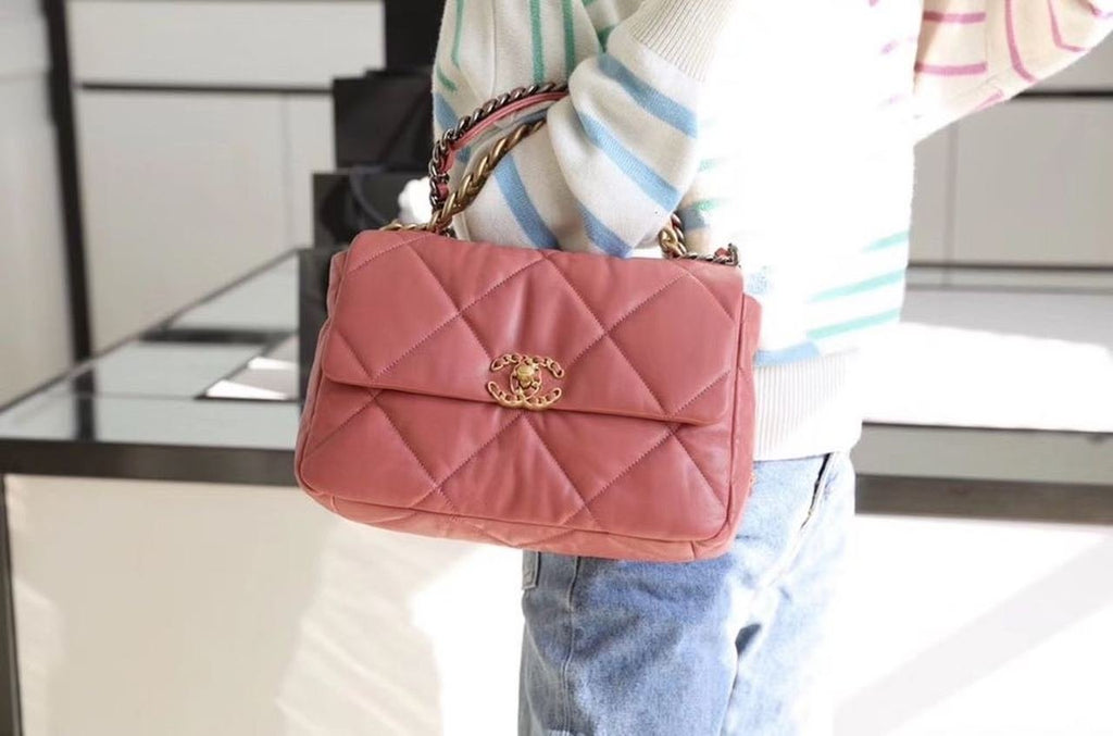 Chanel 19 Flap Bag 26cm Goatskin Leather Spring/Summer Act 1 Collection, Salmon Pink
