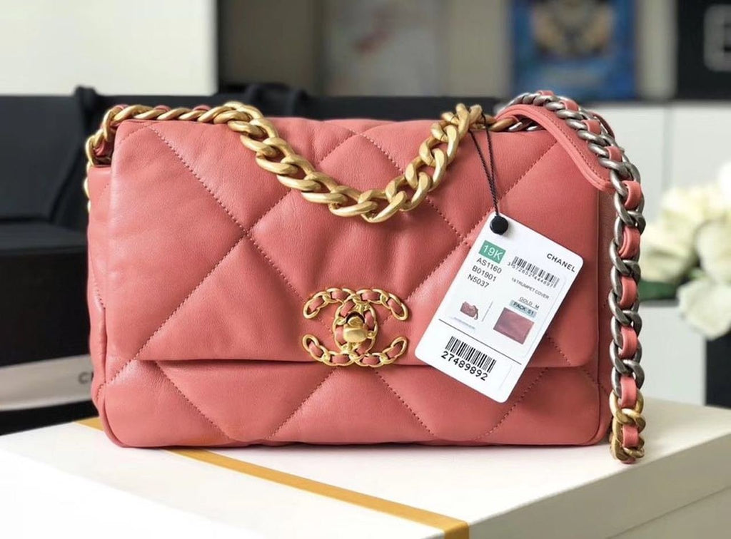 Chanel 19 Flap Bag 26cm Goatskin Leather Spring/Summer Act 1 Collection, Salmon Pink