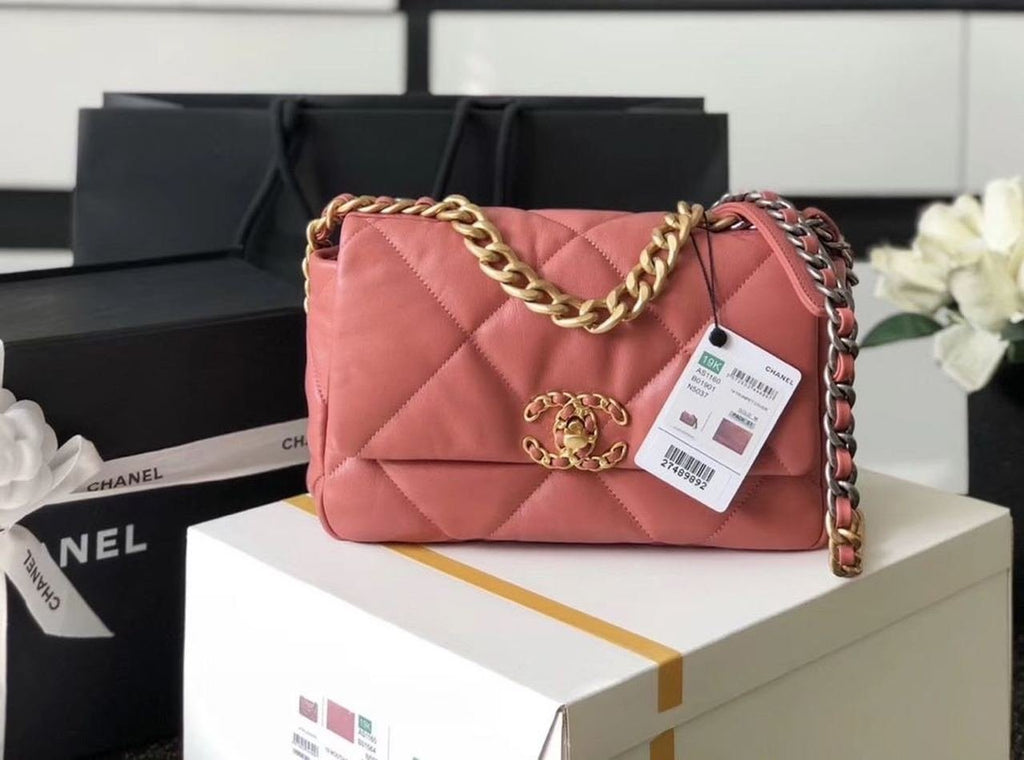 Chanel 19 Flap Bag 26cm Goatskin Leather Spring/Summer Act 1 Collection, Salmon Pink