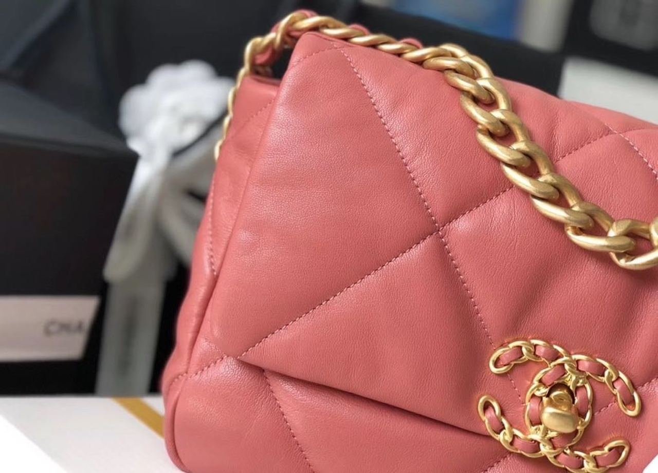 Chanel 19 Flap Bag 26cm Goatskin Leather Spring/Summer Act 1 Collection, Salmon Pink