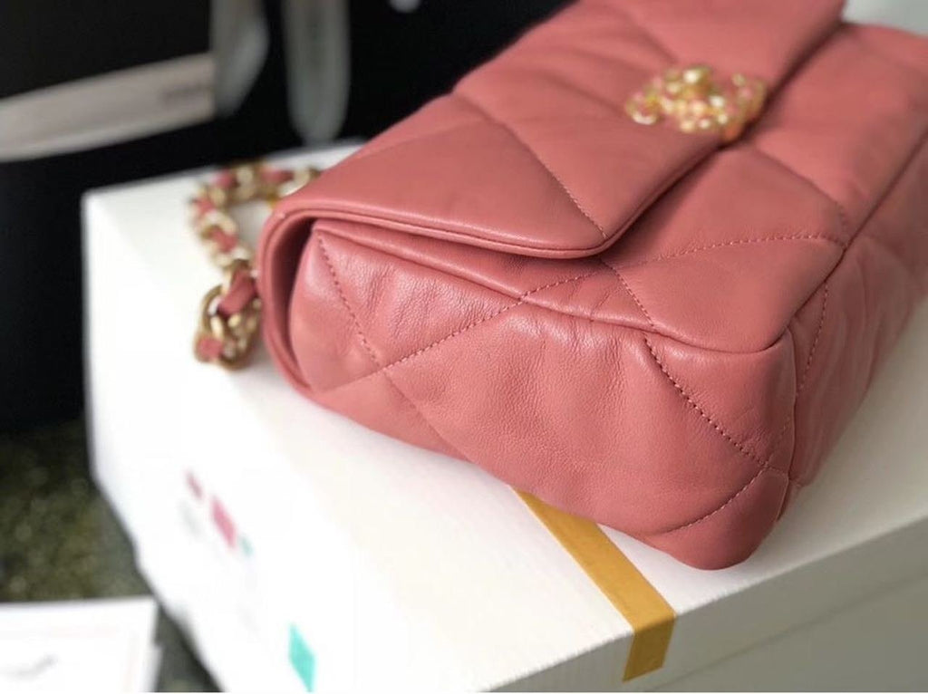Chanel 19 Flap Bag 26cm Goatskin Leather Spring/Summer Act 1 Collection, Salmon Pink