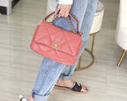 Chanel 19 Flap Bag 26cm Goatskin Leather Spring/Summer Act 1 Collection, Salmon Pink