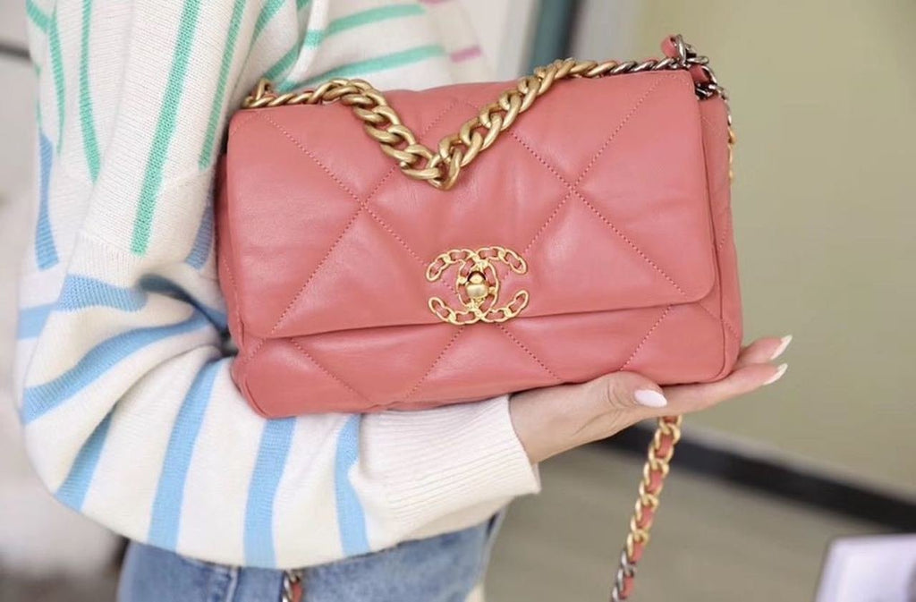 Chanel 19 Flap Bag 26cm Goatskin Leather Spring/Summer Act 1 Collection, Salmon Pink