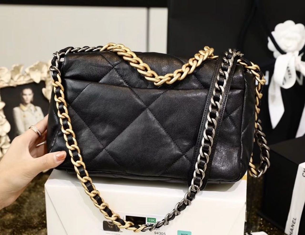 Chanel 19 Flap Bag 26cm Goatskin Leather Spring/Summer Act 1 Collection, Black