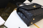 Chanel Coco Handle Quilted Lizard Handle Bag 24cm Caviar Leather Gold Hardware Spring/Summer Act 1 Collection, Black/Red