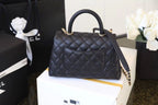 Chanel Coco Handle Quilted Lizard Handle Bag 24cm Caviar Leather Gold Hardware Spring/Summer Act 1 Collection, Black/Red