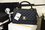 Chanel Coco Handle Quilted Bag 30cm Caviar Leather Gold Hardware Spring/Summer Act 1 Collection, Black/Red