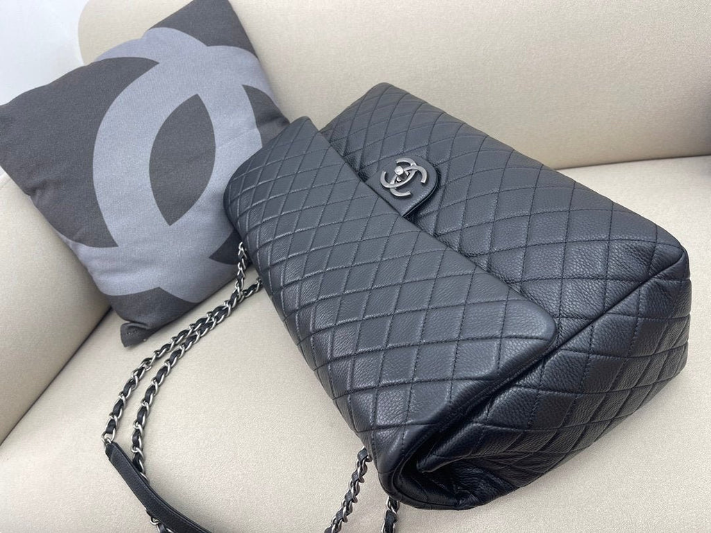 Chanel CoCo Luggage Silver Toned Hardware 46cm Black