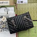 Gucci GG Marmont Small Tote Bag Black Matelasses For Women 10.4in/26.5cm