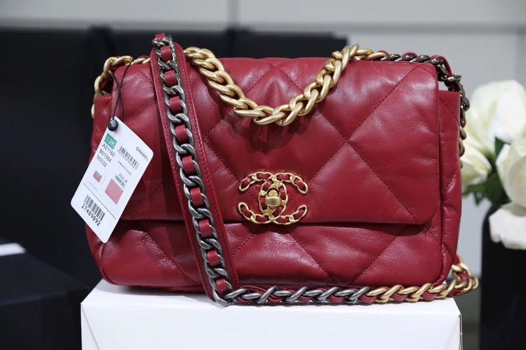 Chanel 19 Flap Bag 26cm Goatskin Leather Spring/Summer Act 1 Collection, Burgundy