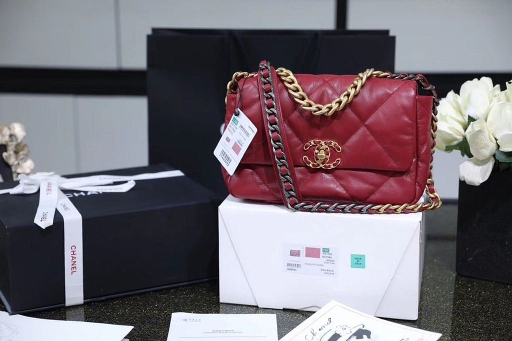 Chanel 19 Flap Bag 26cm Goatskin Leather Spring/Summer Act 1 Collection, Burgundy