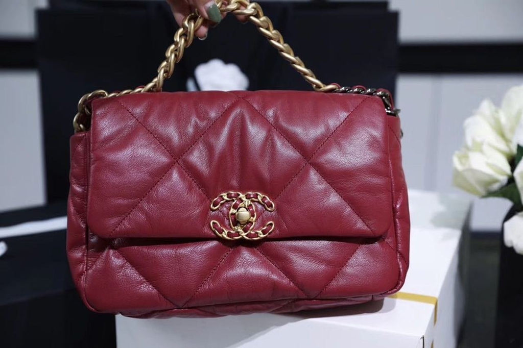 Chanel 19 Flap Bag 26cm Goatskin Leather Spring/Summer Act 1 Collection, Burgundy