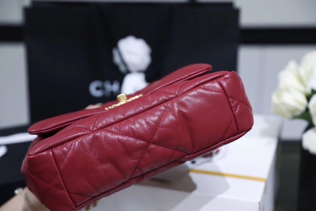 Chanel 19 Flap Bag 26cm Goatskin Leather Spring/Summer Act 1 Collection, Burgundy