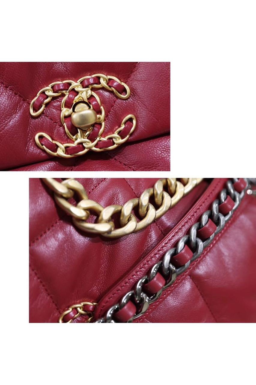 Chanel 19 Flap Bag 26cm Goatskin Leather Spring/Summer Act 1 Collection, Burgundy