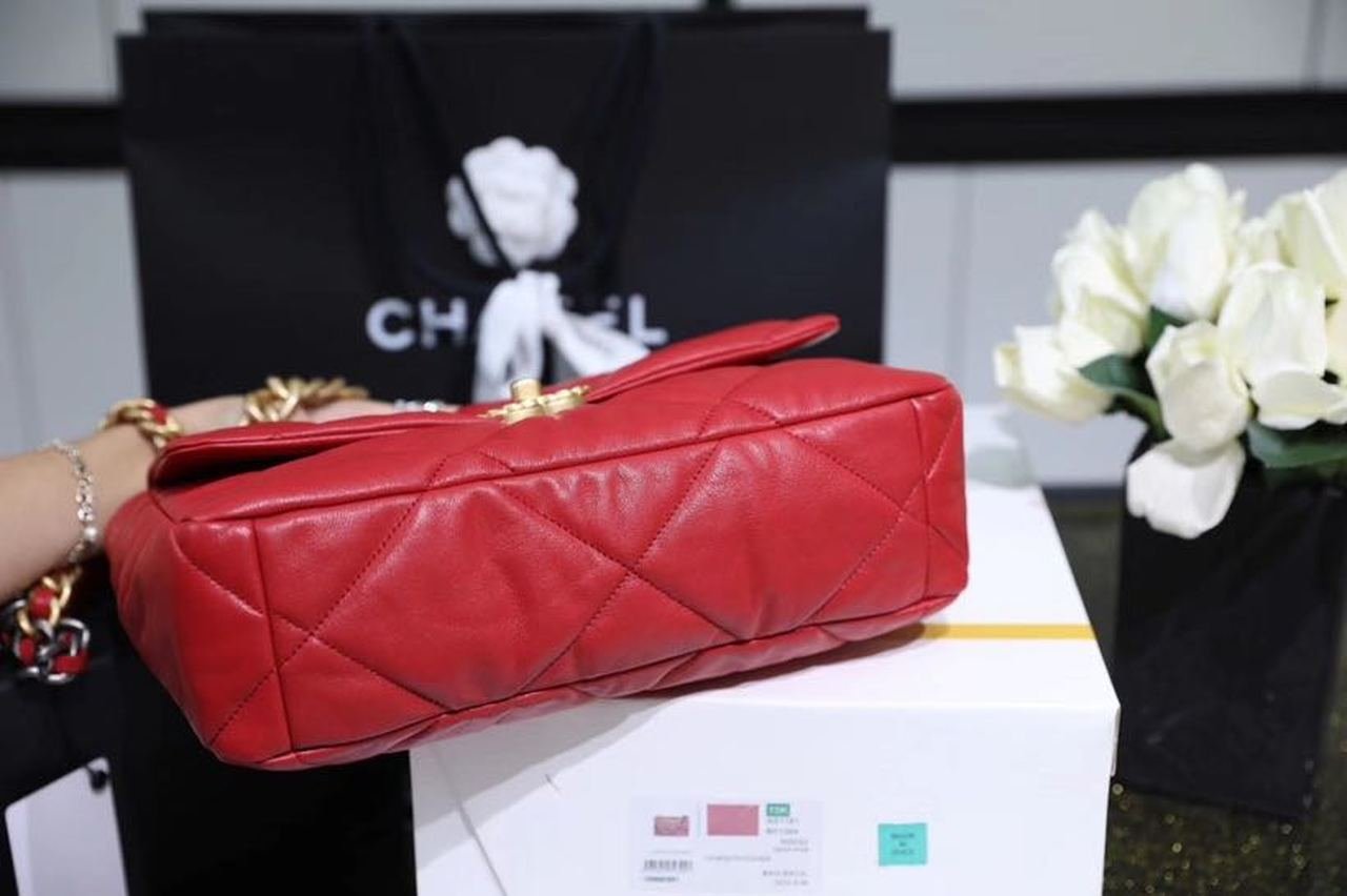 Chanel 19 Flap Bag 26cm Goatskin Leather Spring/Summer Act 1 Collection, Red