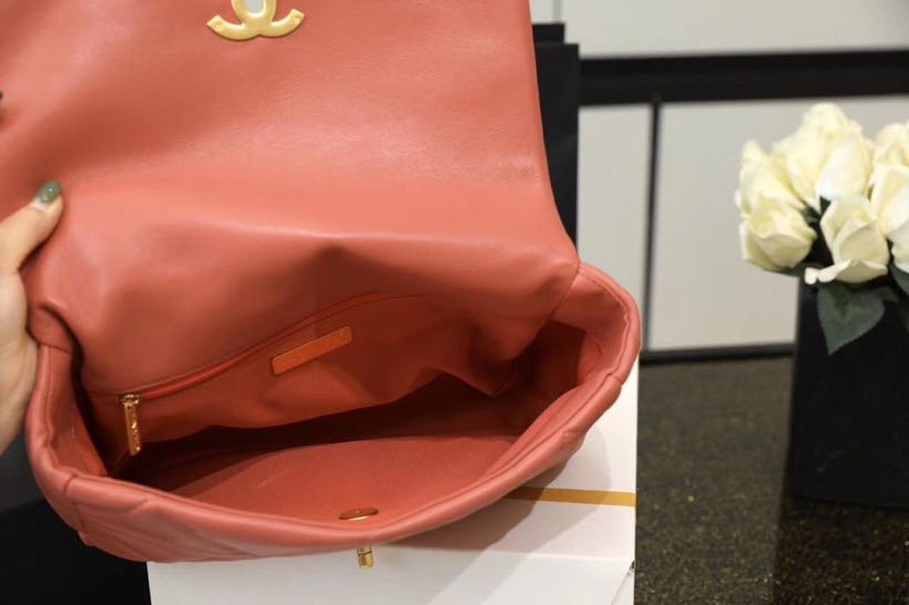 Chanel 19 Flap Bag 26cm Goatskin Leather Spring/Summer Act 1 Collection, Rose Pink