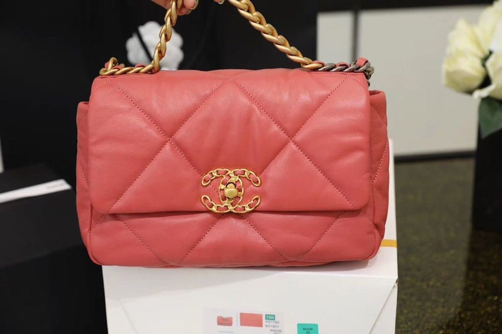 Chanel 19 Flap Bag 26cm Goatskin Leather Spring/Summer Act 1 Collection, Rose Pink
